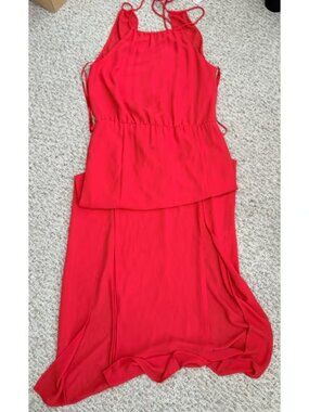 BCBG MAXAZRIA Dress Women 02 Maxi Red Halter Jeannine JEWELRED